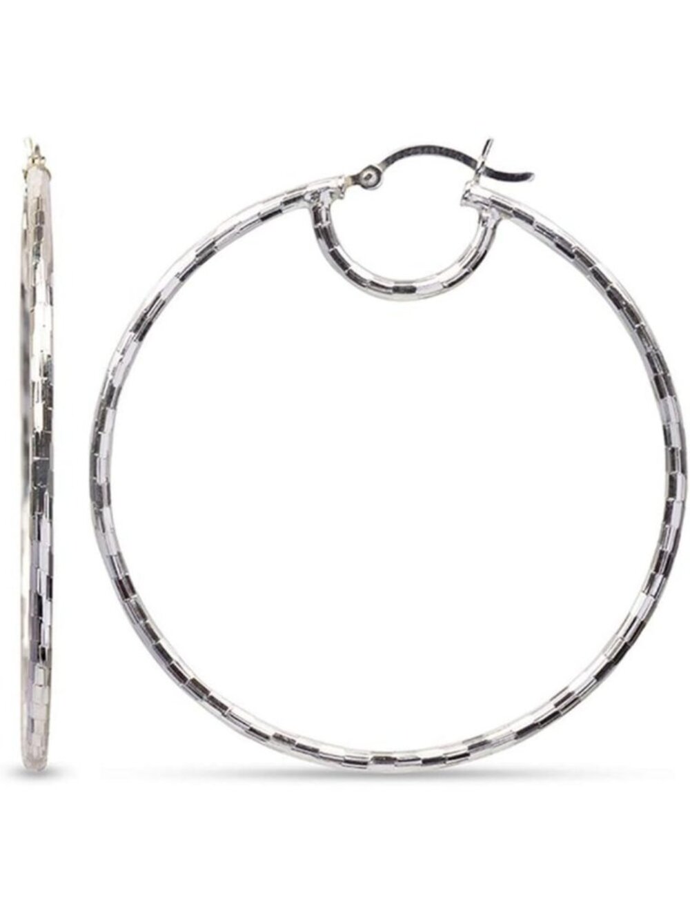 Lightweight 925 Sterling Silver Large Hoop Earrings | High-Polished Round